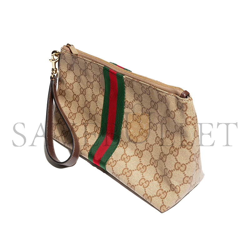 GUCCI SMALL GG POUCH WITH WEB 875821 (25.5*15*10cm) GUCCI SMALL GG POUCH WITH WEB 875821 (25.5*15*10cm)
